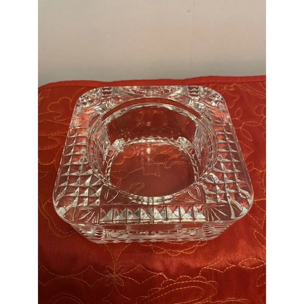 Diamond Cut French Lead Crystal Candle Holder, Pillar Or Tea Lite Made In France